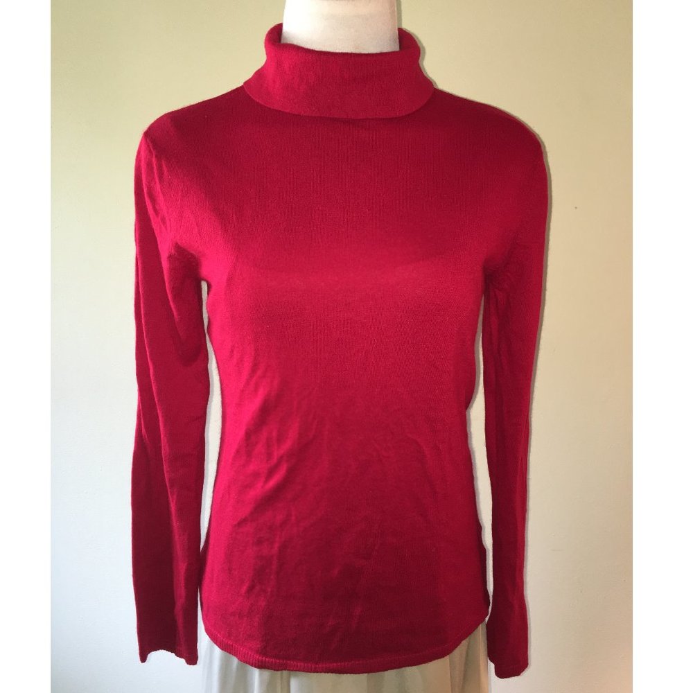 Coldwater Creek red turtleneck cotton blend Med